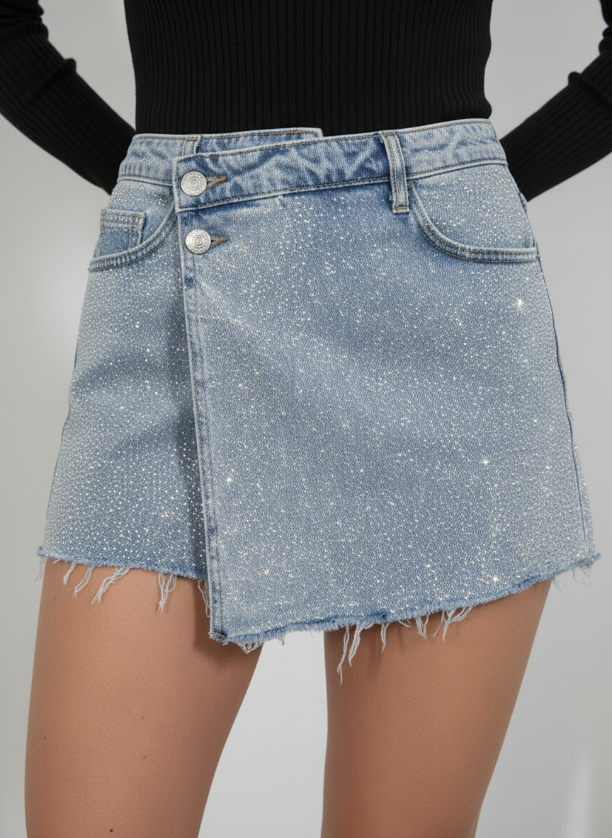Ice Crystal Denim Skort