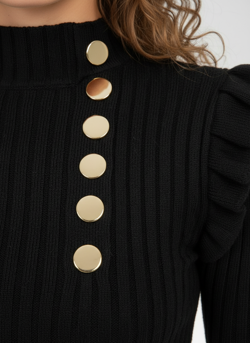 Royale Button Ruffle Knit