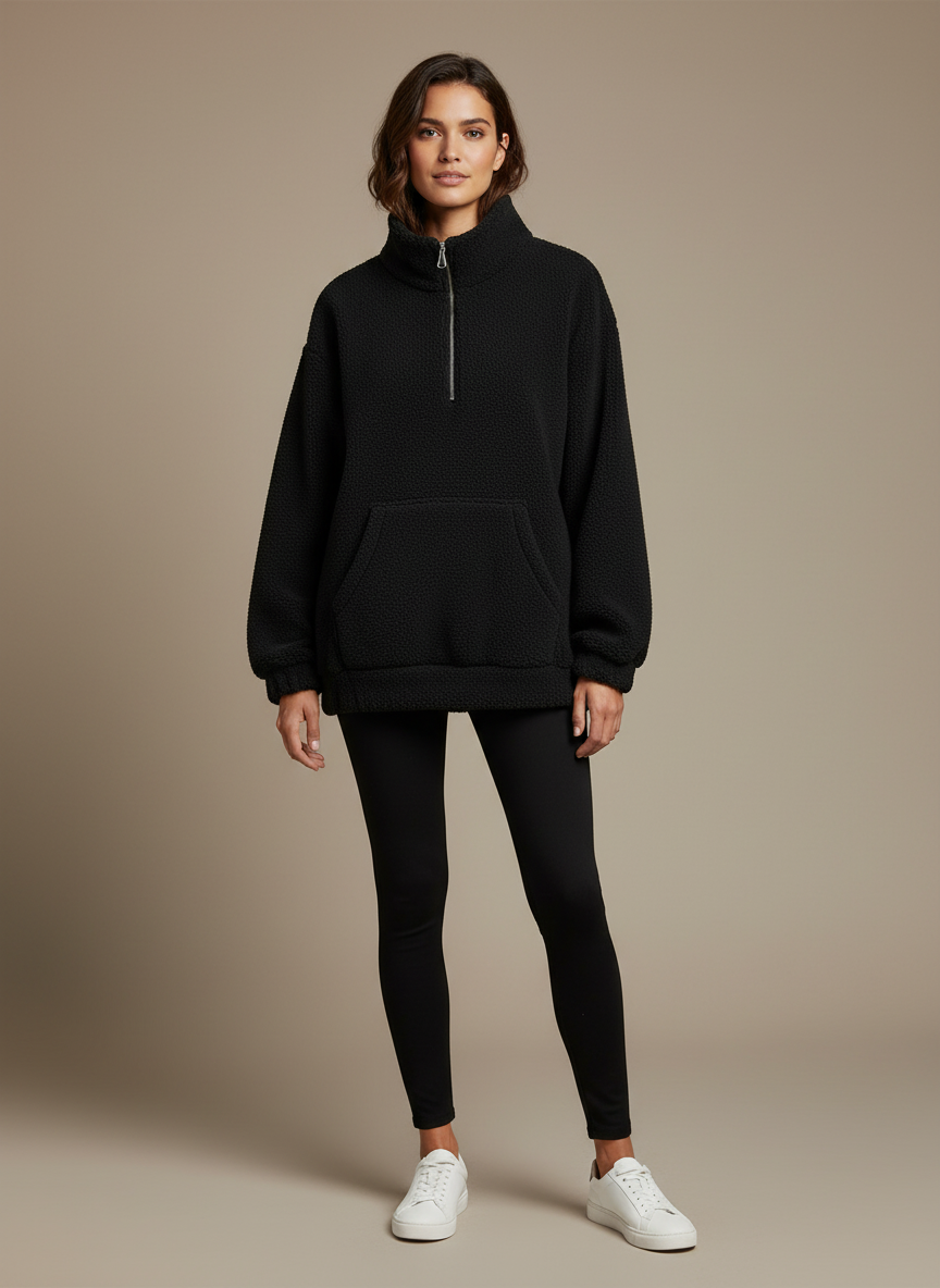 Noir Sherpa Quarter-Zip Pullover