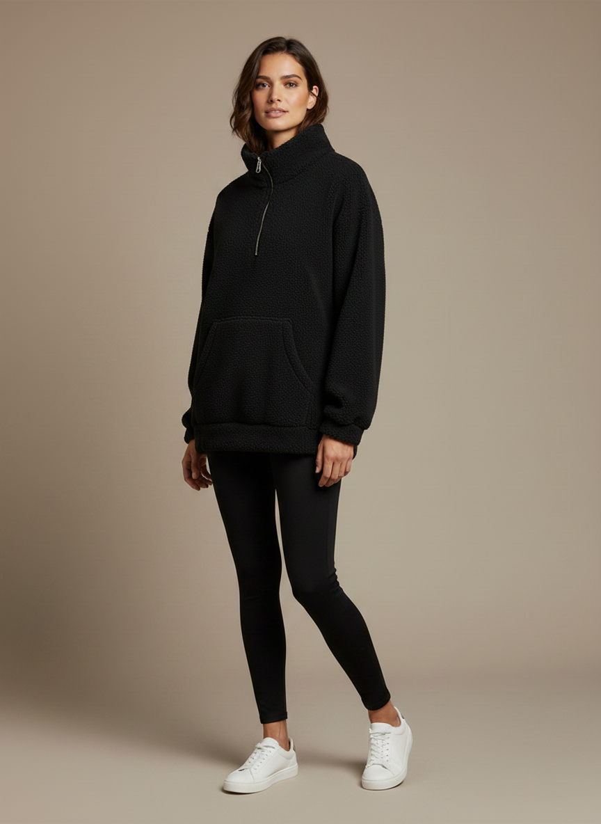 Noir Sherpa Quarter-Zip Pullover