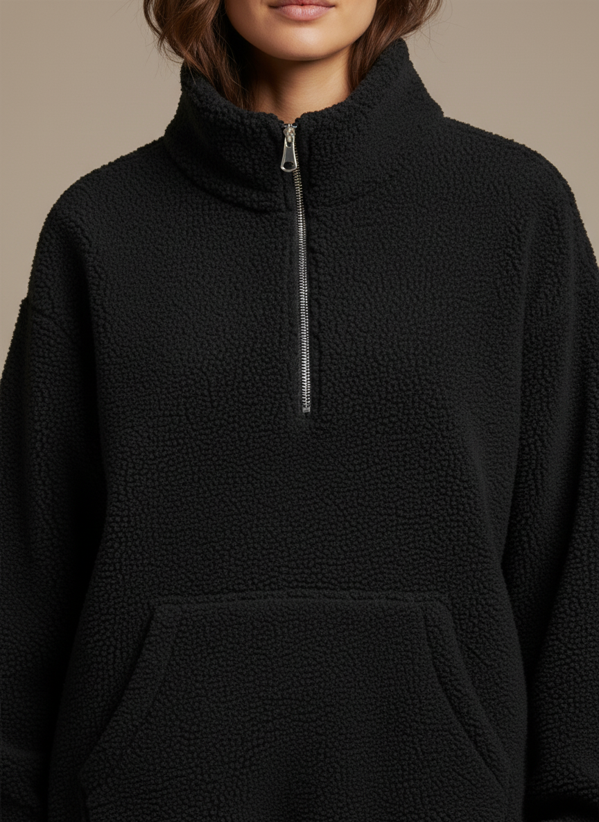 Noir Sherpa Quarter-Zip Pullover