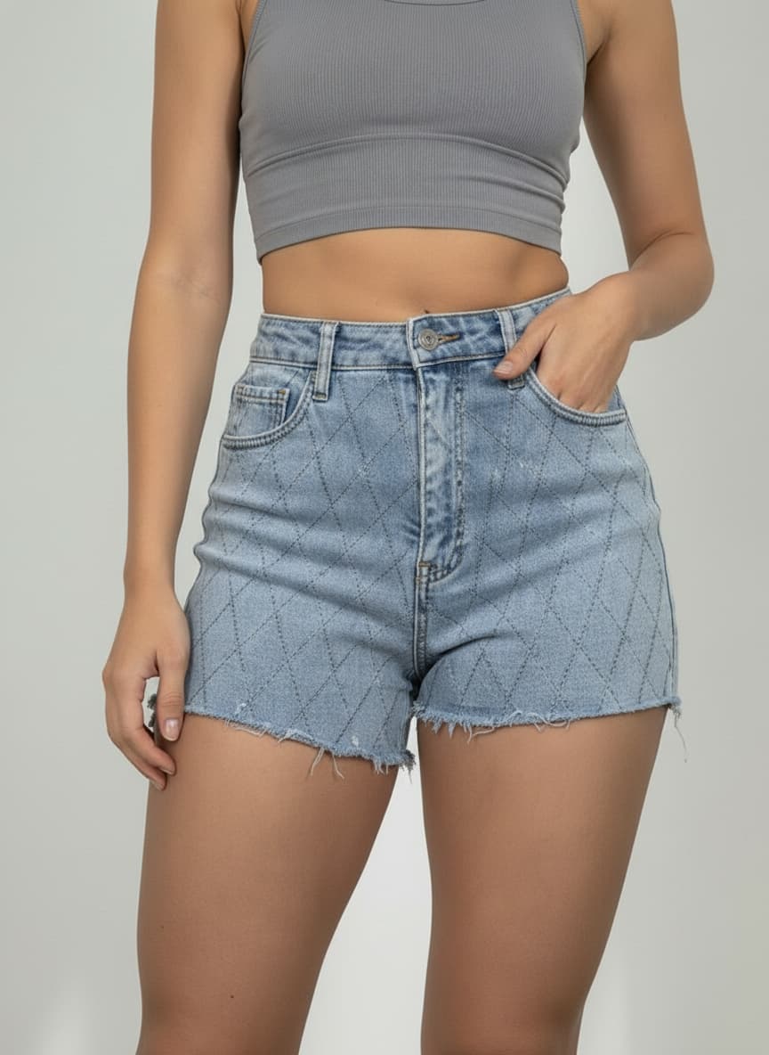 Diamond Fade Denim Shorts